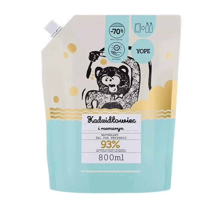 YOPE naturalny żel pod prysznic Kadzidłowiec i Rozmaryn Reffil 800 ml