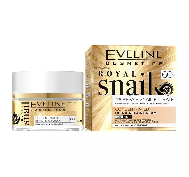 Eveline Royal Snail 60+ Skoncentrowany ultranaprawczy krem do twarzy na dzień i noc 50 ml