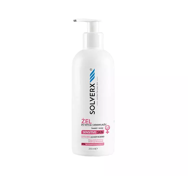 Solverx Żel do mycia i demakijażu twarzy i oczu Solverx Sensitive Skin 200 ml