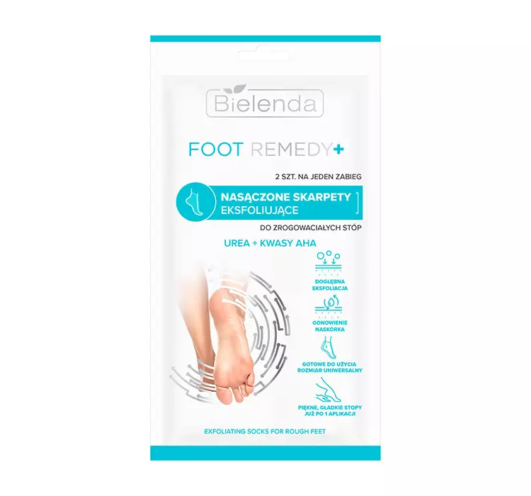 Bielenda Foot Remedy+ Nasączone Skarpety eksfoliujące do zrogowaciałych stóp na 1 zabieg 1op.-2szt