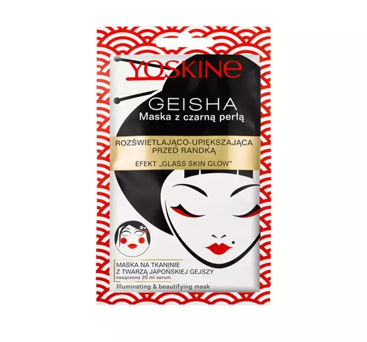 Yoskine Yoskine Geisha Mask Maska z czarną perłą rozświetlająco-upiększająca