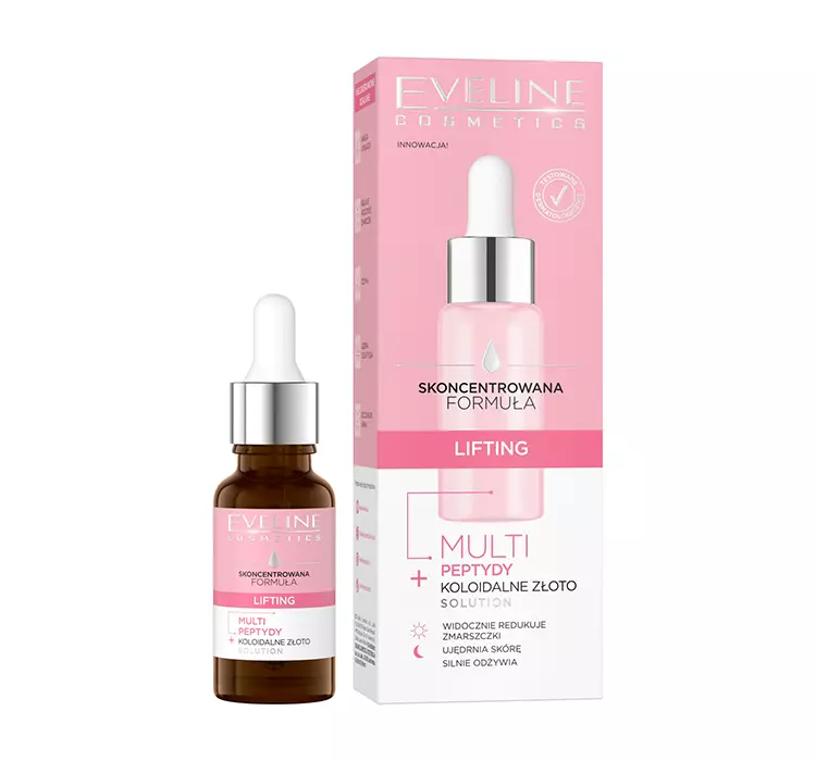Eveline Cosmetics - Skoncentrowane serum liftingujące - Multi peptydy i koloidalne złoto - 18 ml