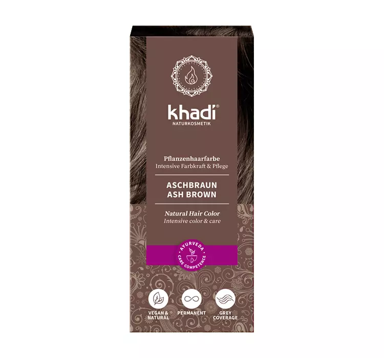 Khadi NATURALNA ZIOŁOWA FARBA DO WŁOSÓW Ash Brown Popielaty Brąz) 100g