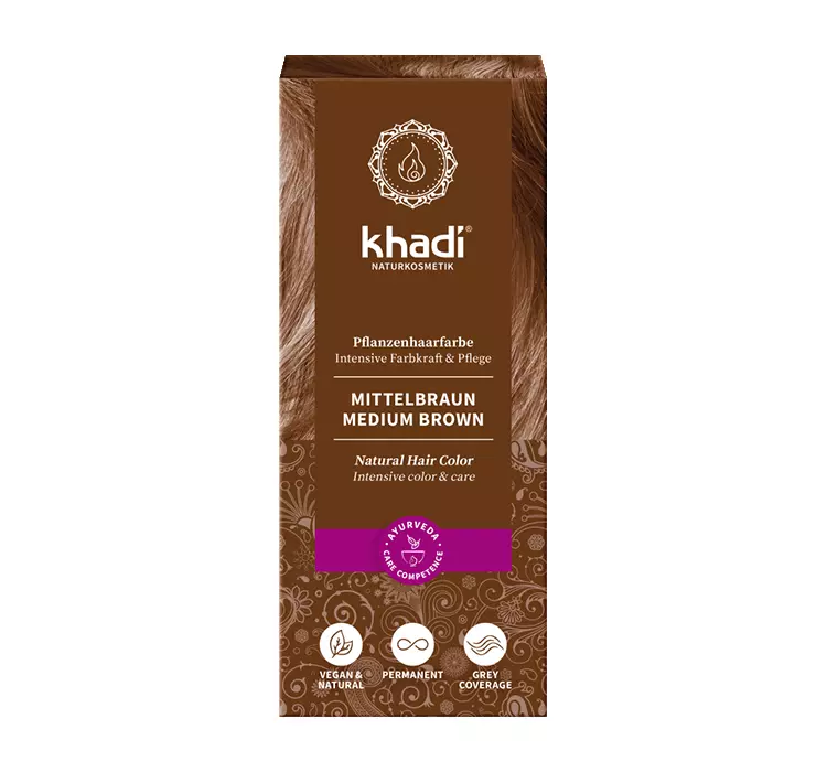 Khadi HENNA NATURALNA FARBA DO WŁOSÓW ŚREDNI BRĄZ 100G