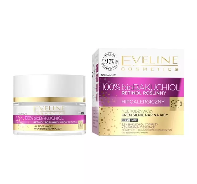 Eveline 100% Bio Bakuchiol Multiodżywczy Krem silnie napinający 80+ na dzień i noc 50ml