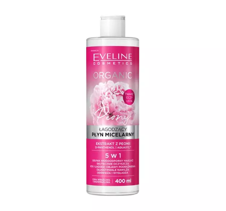 Eveline Cosmetics Cosmetics - Organic - Peony - Łagodzący płyn micelarny 5w1 - 400 ml