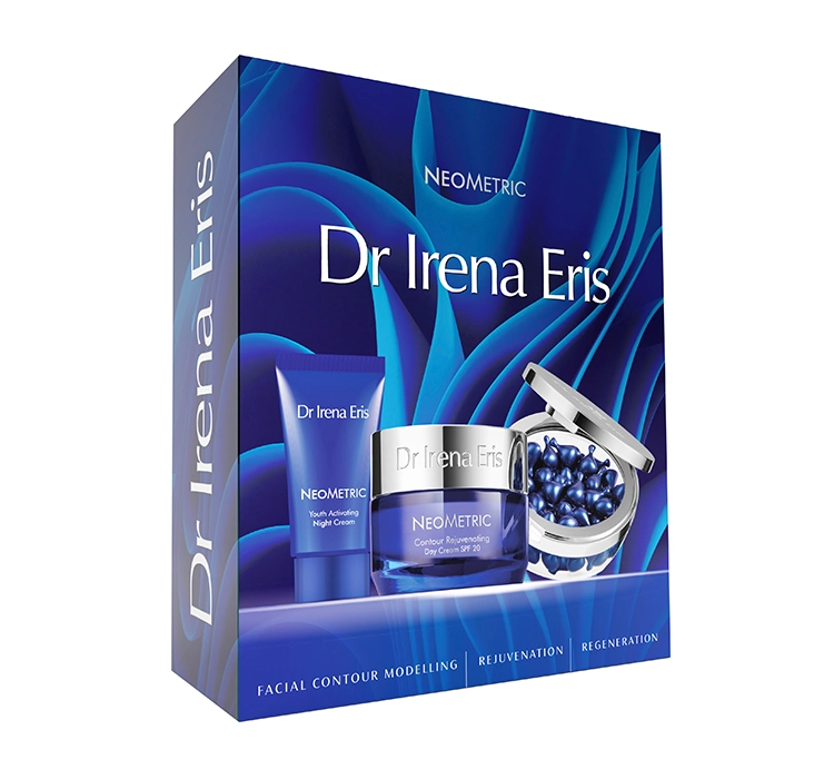 Dr Irena Eris NeoMetric zestaw krem odmładzający kontur twarzy na dzień 50ml + krem aktywujący młodość skóry na noc 30ml + kapsułki redukujące zmarszczki wokół oczu i ust 45szt.