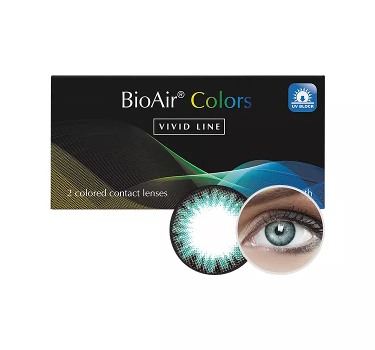 BIOAIR COLORS VIVID LINE SOCZEWKI KOLOROWE SHINY TURQUOISE 2 SZTUKI -0.75 / 8.7