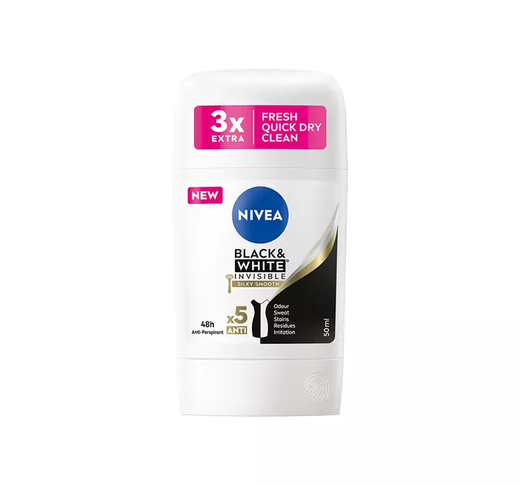 Nivea Black&White Invisible Silky Smooth antyperspirant w sztyfcie 50ml