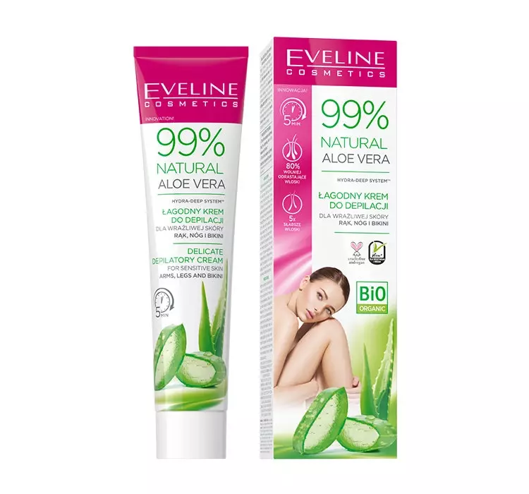 Eveline Cosmetics Cosmetics 99% Natural Aloe Vera Krem do depilacji rąk nóg i bikini 125 ml