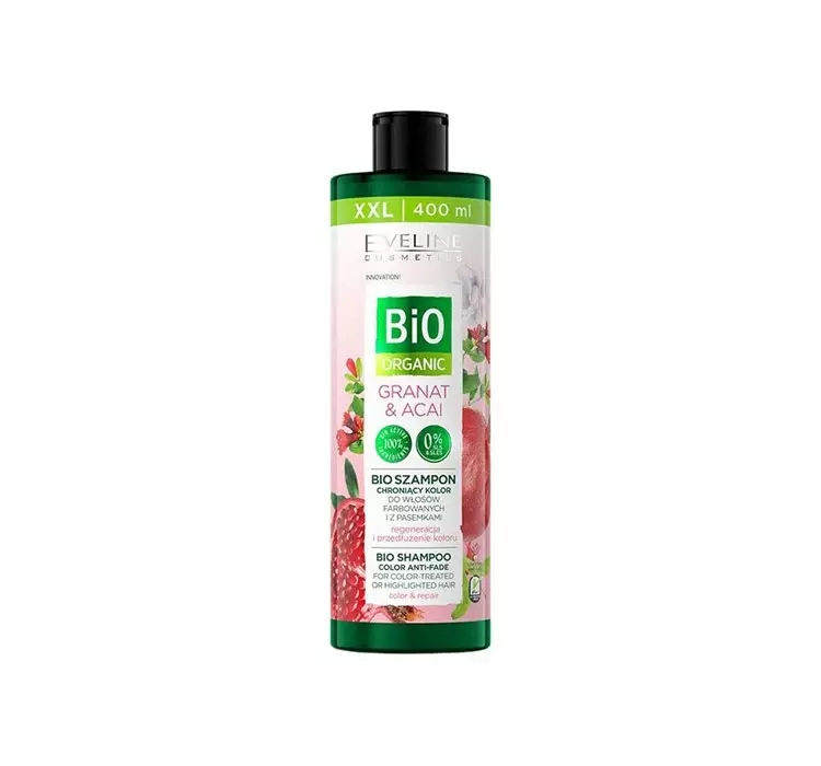 Eveline cosmetics Cosmetics - BIO ORGANIC - BIO SHAMPOO - Bio szampon chroniący kolor do włosów - GRANAT & ACAI - 400 ml