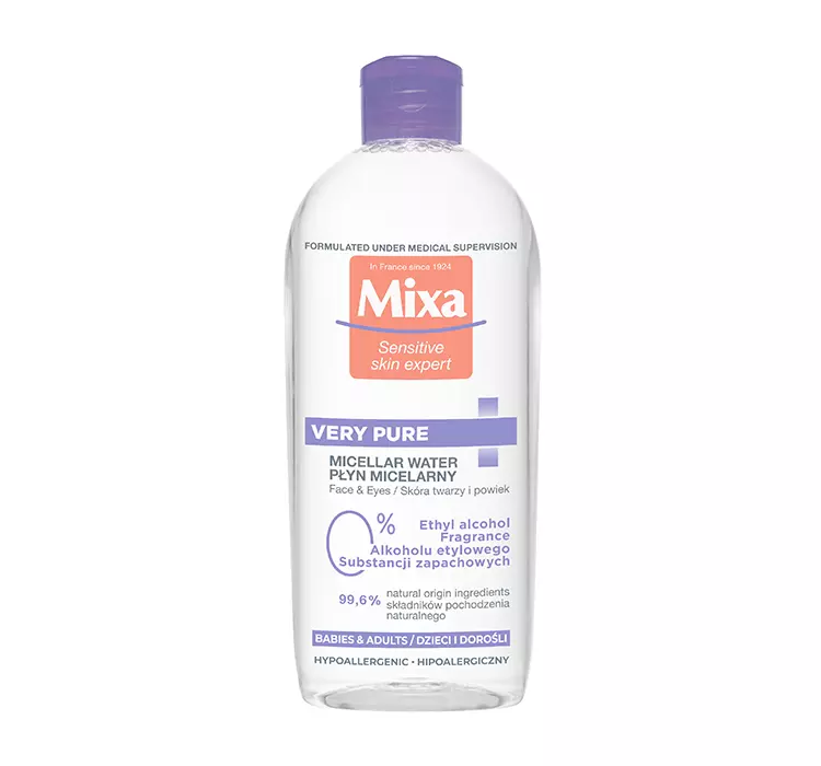 Mixa Micellar Water Very Pure - Hipoalergiczny płyn micelarny dla dzieci i dorosłych - 400 ml