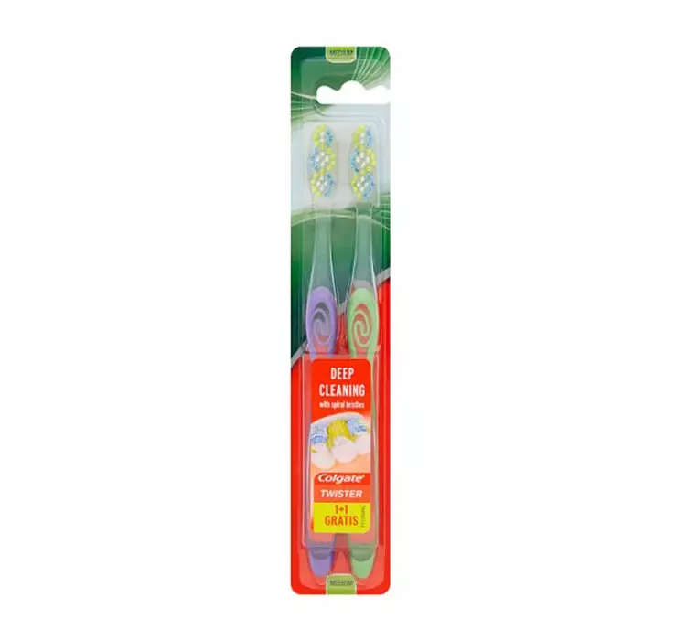 Colgate Colgate Szczoteczka Duo Twister Średnia 1+1Gratis