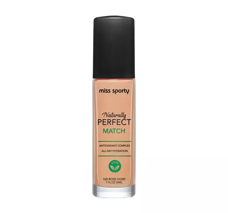 Miss Sporty Naturally Perfect Match wegański podkład nawilżający 100 Rose Ivory 30ml