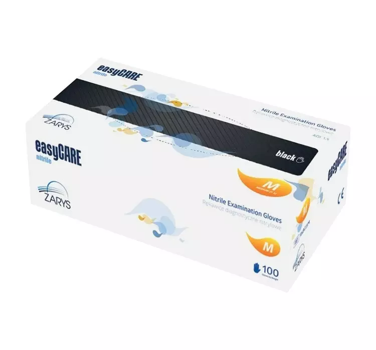 Zarys ZARYS EasyCare Black Rękawice diagnostyczne nitrylowe M 100 szt