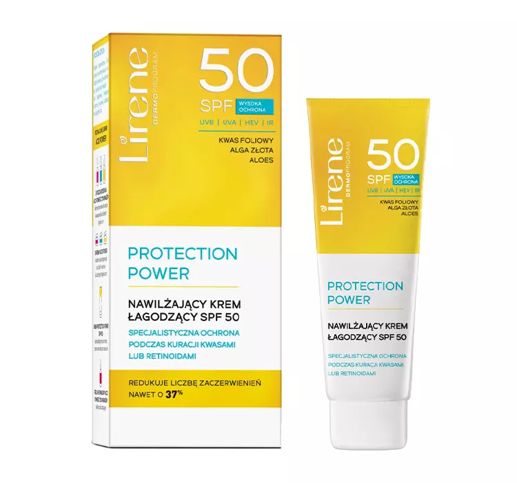 Lirene PROTECTION POWER - Nawilżający krem łagodzący - SPF50 - 50ml