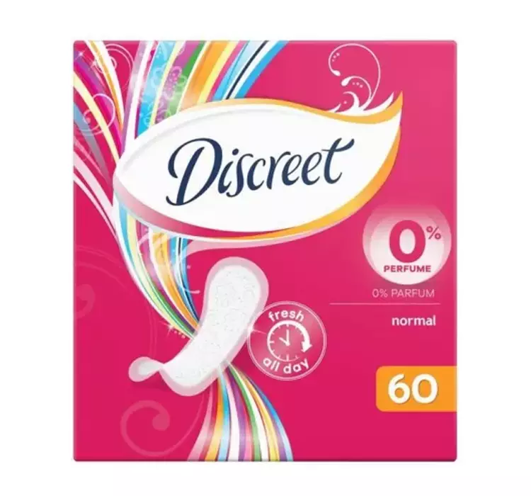 DISCREET 0% PERFUME NORMAL WKŁADKI HIGIENICZNE 60 SZTUK