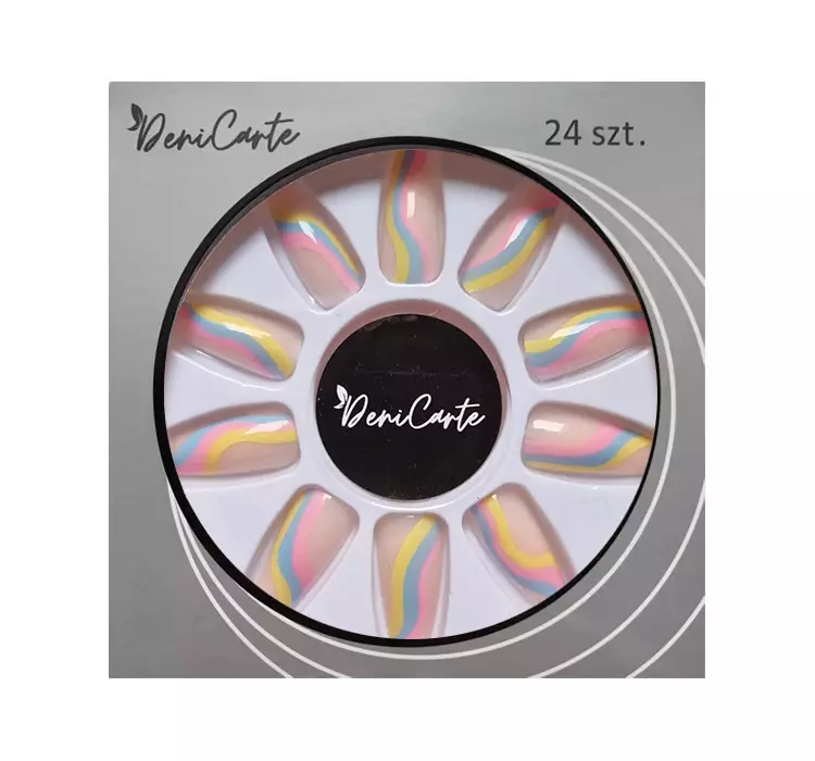 DENI CARTE ZESTAW TIPSÓW SWIRL PASTEL 24 SZT. + KLEJ 2G 4121