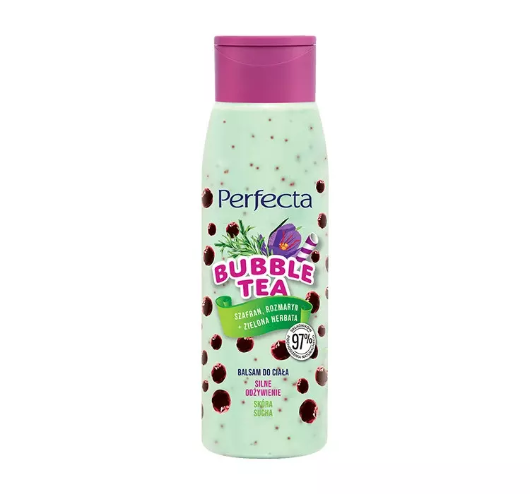 Perfecta Bubble Tea Balsam do ciała Silne odżywienie Szafran, Rozmaryn + Zielona Herbata 400 ml 010214757