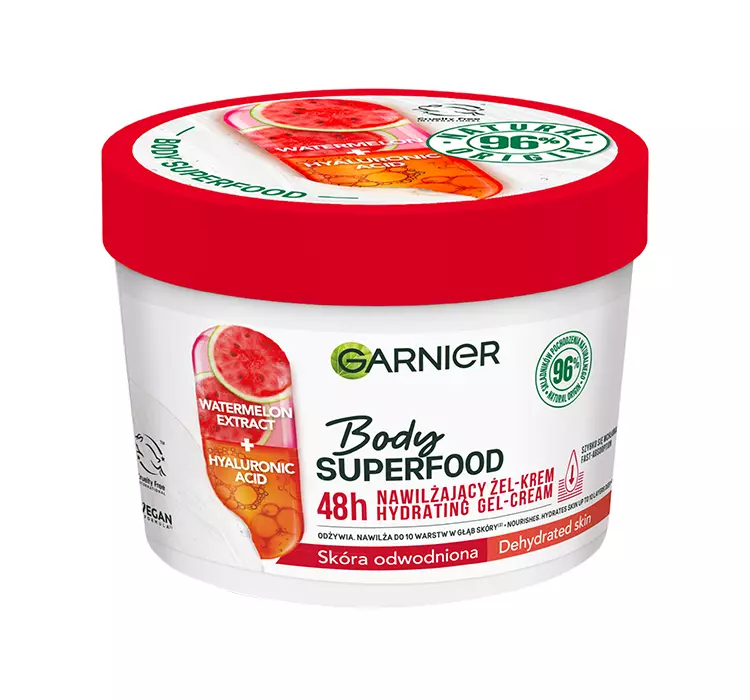 Garnier Body Superfood Watermelon, nawilżający żel-krem z ekstraktem z arbuza i kwasem hialuronowym 380ml