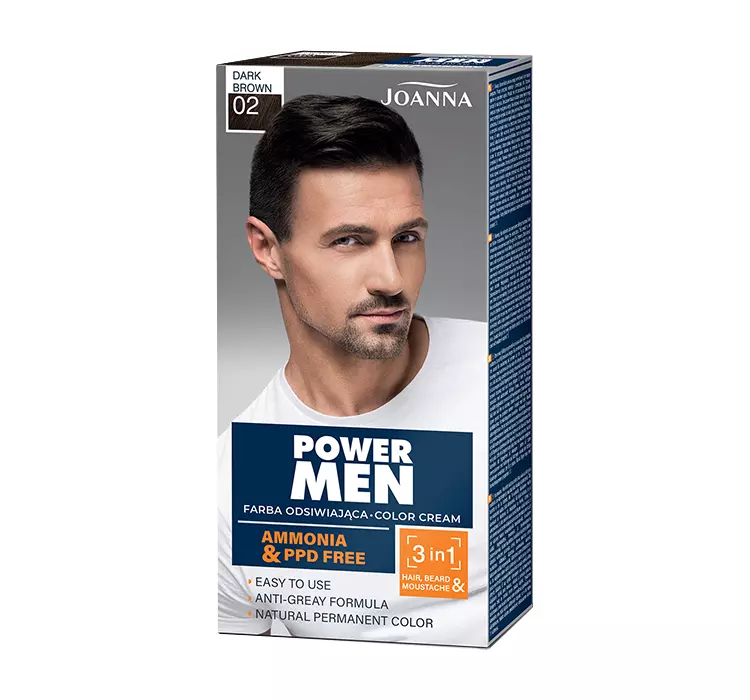 Joanna Power Men Color Cream Farba do włosów 3in1 dla mężczyzn 02 Dark Brown 100g