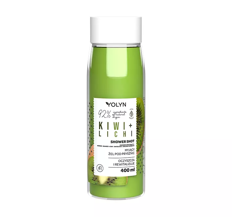 Yolyn myjący żel pod prysznic kiwi + lichi 400 ml