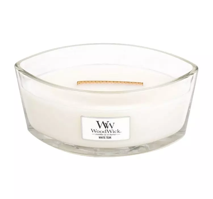 WoodWick Świeca zapachowa HearthWick Flame - White Teak - Jodła, Sandał, Dąb, Cedr ww_świeca_hearthwick_white_teak