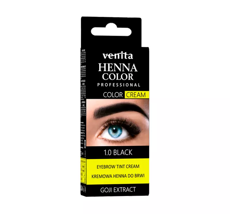 Venita Trendy Henna do brwi i rzęs w kremie, 1.0 CZERŃ, 30 g 5902101519861