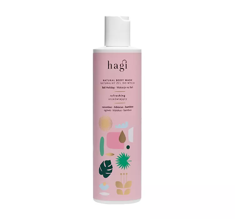 Hagi Hagi Naturalny Żel Do Mycia Wakacje Na Bali Delikatnie oczyszcza ciało, a dodany prebiotyk inulina, odbuduje i wzmocni barierę obronną skóry 300ml