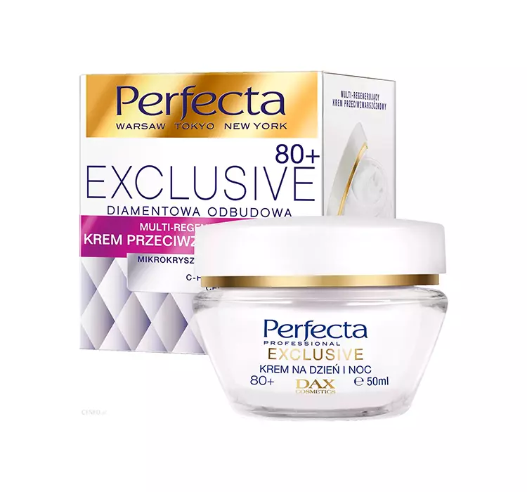 Perfecta Exclusive  Diamentowa Odbudowa Multiregenerujący krem przeciwzmarszczkowy 80+ 50ml
