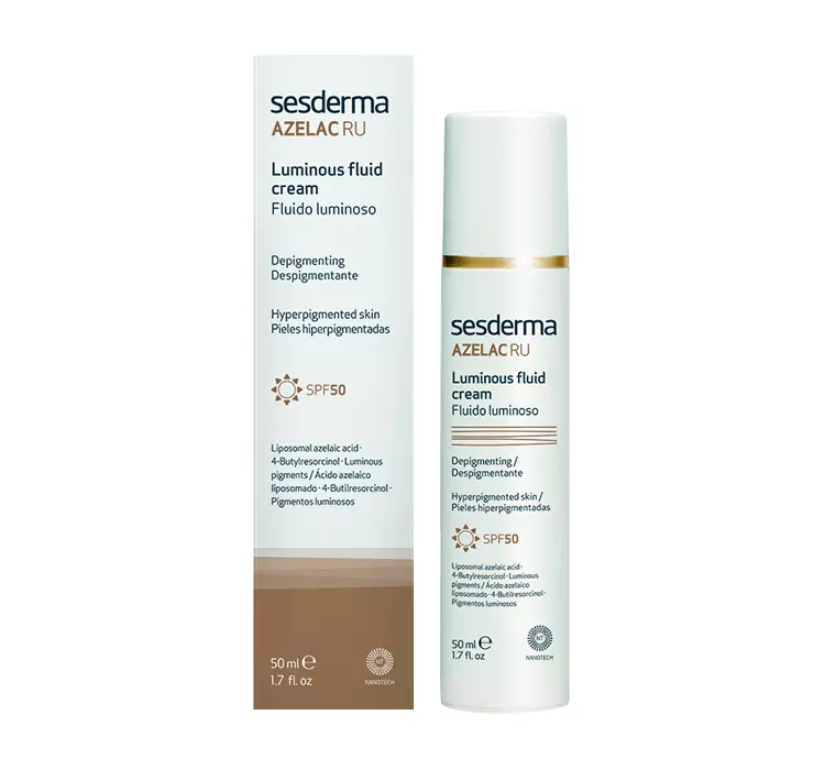 SesDerma Azelac RU Luminous Fluid Cream emulsja rozświetlająca do twarzy SPF50 50ml