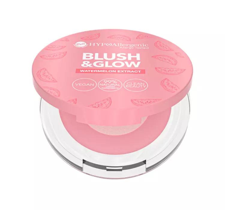 Bell HYPO Blush&Glow 01, hypoalergiczny rozświetlający róż, 9g