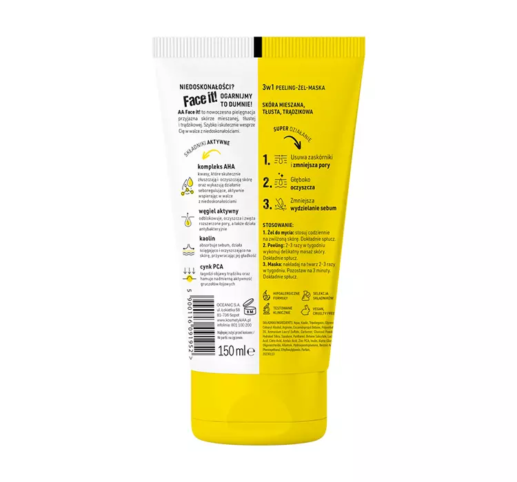 AA Face It! Peeling-żel-maska 3w1 150ml