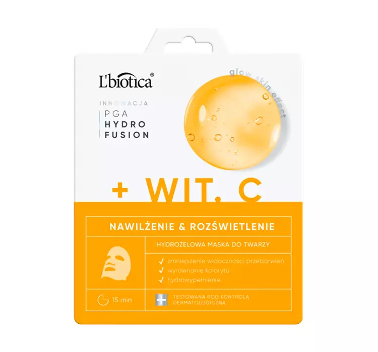 L'biotica Hydro Fusion Hydrożelowa maska do twarzy z witaminą C 1szt