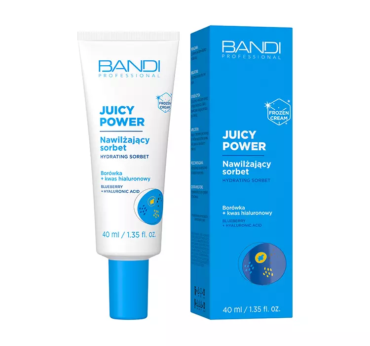 Bandi Juicy Power, nawilżający sorbet do twarzy, borówka + kwas hialuronowy, 40ml