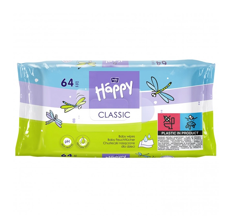 Bella Baby Happy Chusteczki nasączone Classic z witaminą E 64szt