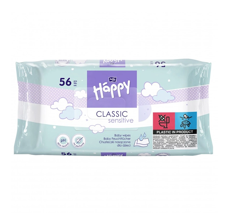 Bella Bella Baby Happy Chusteczki nawilżane Classic Sensitive do skóry wrazliwej 56szt