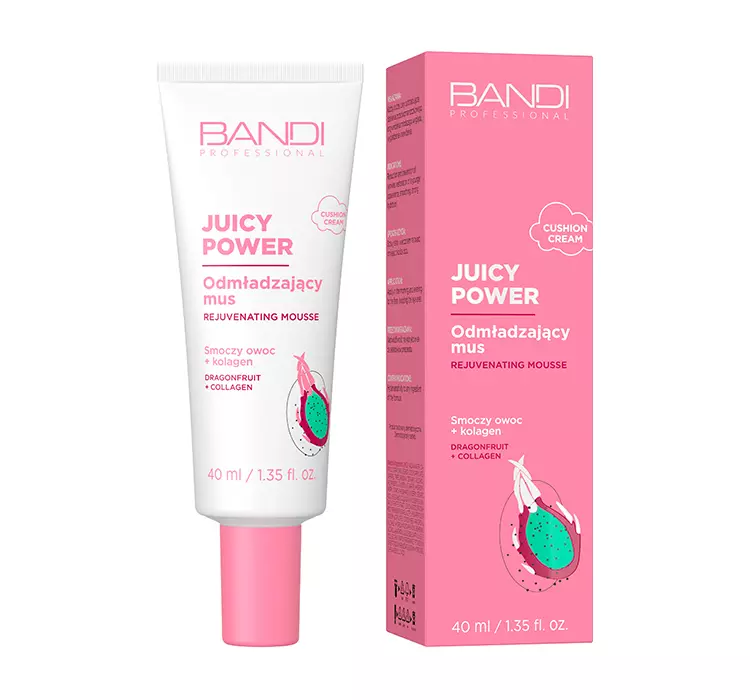 Bandi Juicy Power, odmładzający mus do twarzy, smoczy owoc + kolagen, 40ml