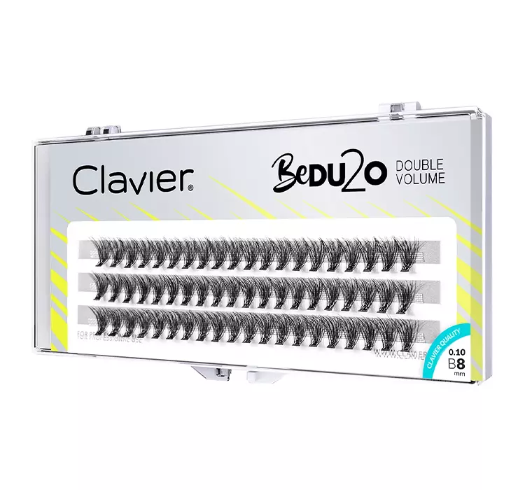 Clavier - BeDU2O Double Volume - Kępki rzęs o podwójnej objętości - Skręt B - 60 sztuk - 0.10/ 8 mm