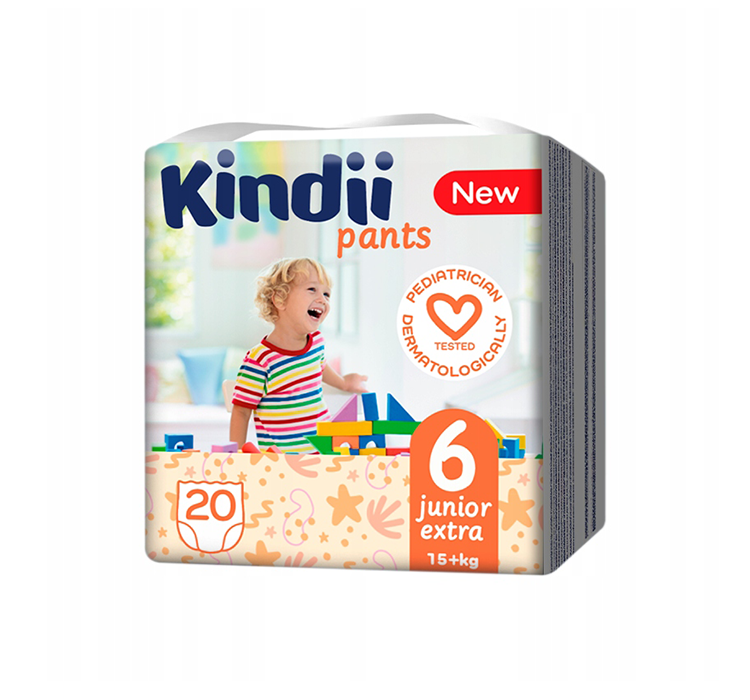 Kindii Pieluchomajtki chłonne junior extra rozmiar 6 (15+ kg) 20 sztuk