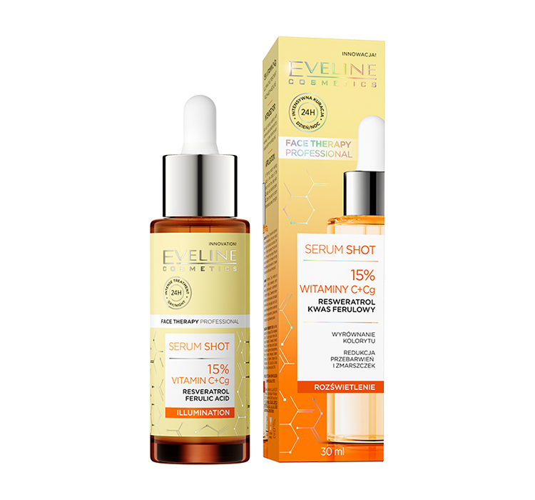 Eveline Cosmetics Serum Shot Kuracja rozświetlająca, 15% witaminy C+Cg 30.0 ml