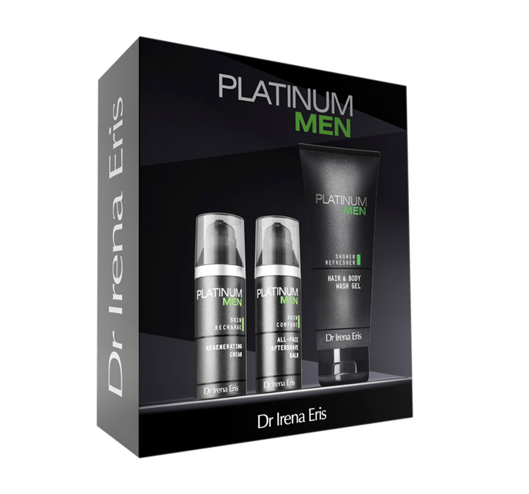 Dr Irena Eris Platinum Men zestaw nawilżający balsam po goleniu 50ml + krem regenerujący 50ml + oczyszczający żel do ciała i włosów 200ml