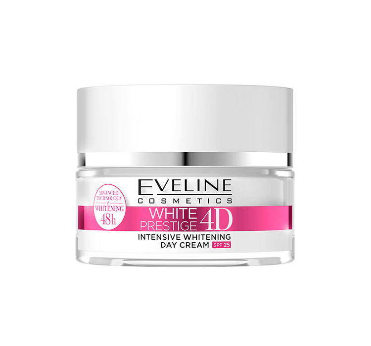 Eveline White Prestige 4D wybielający krem na dzień z kwasem hialuronowym krem wybielający przeciw ciemnym plamom na skórze, 50 ml