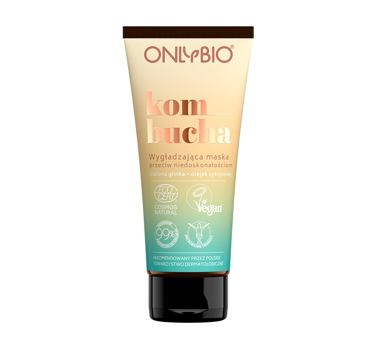 ONLYBIO Kombucha Wygładzajaca Maska Przeciw Niedoskonałościom Do Twarzy Zielona Glinka & Olejek Cytrynowy 50ml