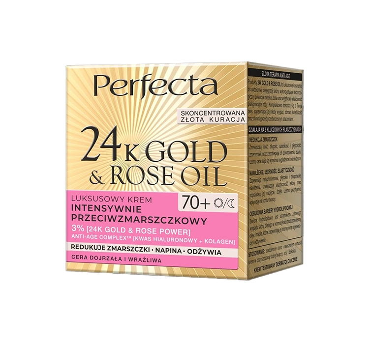 Perfecta 24K Gold&Rose Oil Luksusowy krem przeciwzmarszczkowy na dzień i na noc 70+