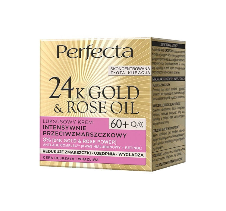 Perfecta 24K Gold&Rose Oil Luksusowy krem przeciwzmarszczkowy na dzień i na noc 60+