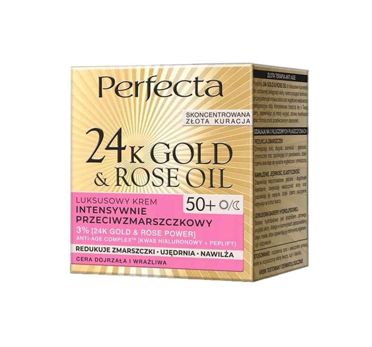 Perfecta 24K Gold&Rose Oil Luksusowy krem przeciwzmarszczkowy na dzień i na noc 50+