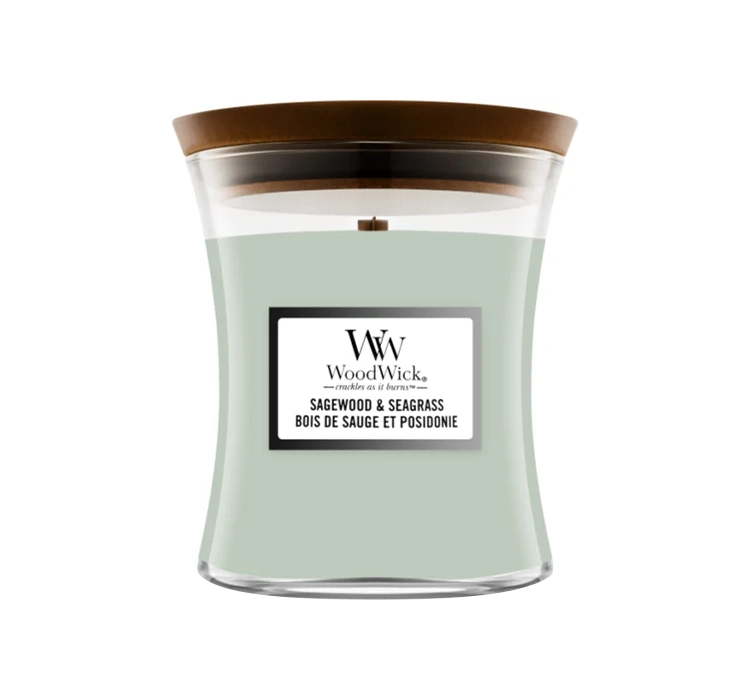 WOODWICK MEDIUM JAR CANDLE ŚWIECA ZAPACHOWA SAGEWOOD & SEAGRASS 275G