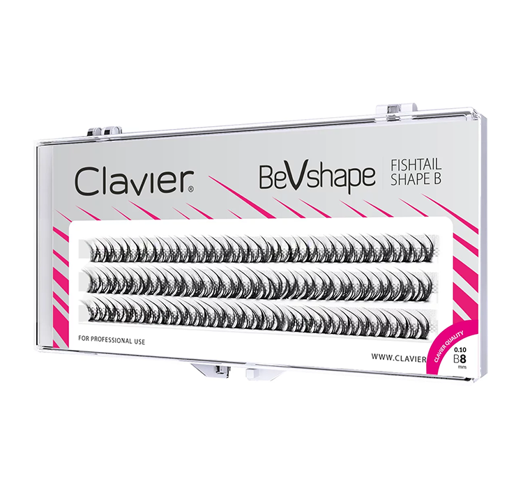 CLAVIER Rzęsy BeVshape Jedwabne, Naturalne B 8mm