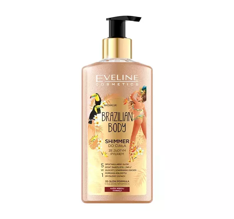 Eveline Brazilian Body Shimmer do ciała ze złotym pyłkiem 5w1 do każdej karnacji 150ml